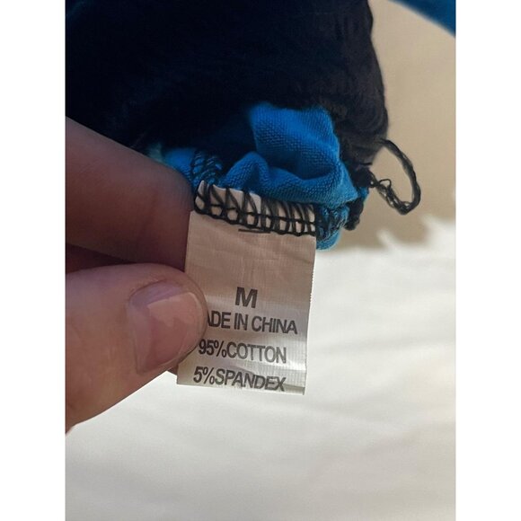 lady fashion short sleeve shirt blue black embellished butterfly medium READ - Picture 9 of 14